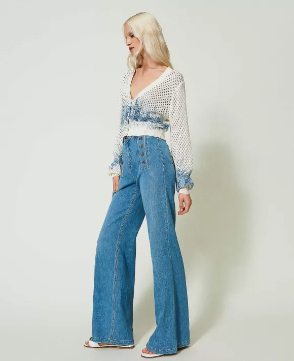 TWINSET Milano Jeans Flare Con Bottoni D Cor Blu Cheap