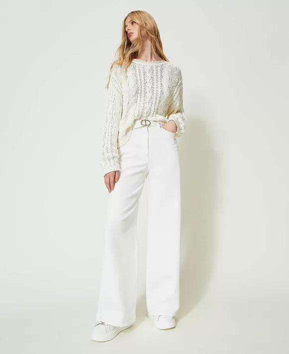 TWINSET Milano Jeans Wide Leg Con Cintura Bianco Store