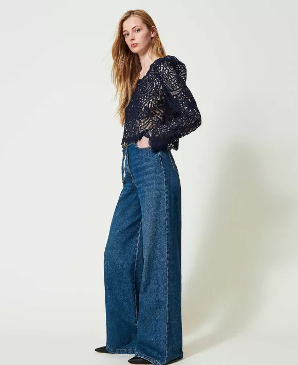 TWINSET Milano Jeans Wide Leg Con Cintura Blu Best