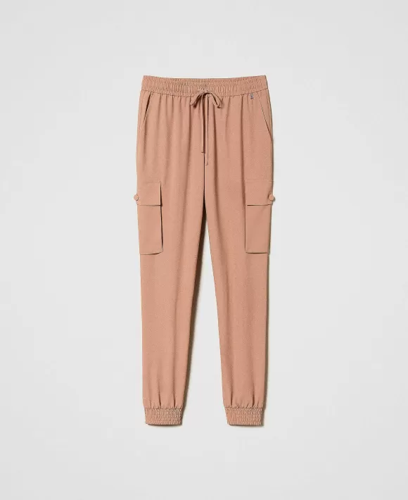 TWINSET Milano Joggers In Cr Pe De Chine Con Poliestere Riciclato Marrone Flash Sale