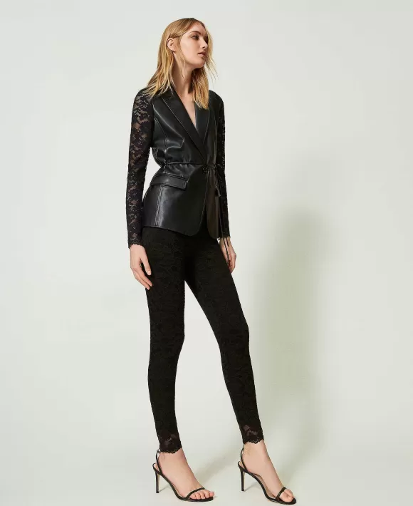 TWINSET Milano Leggings In Pizzo Macram Nero Cheap