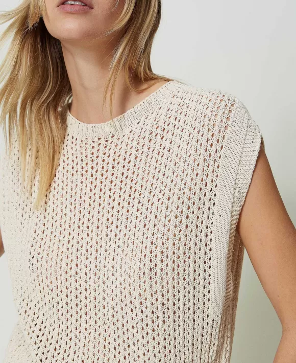 TWINSET Milano Maglia Effetto Rete Con Paillettes Grigio Clearance