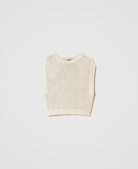 TWINSET Milano Maglia Effetto Rete Con Paillettes Grigio Clearance