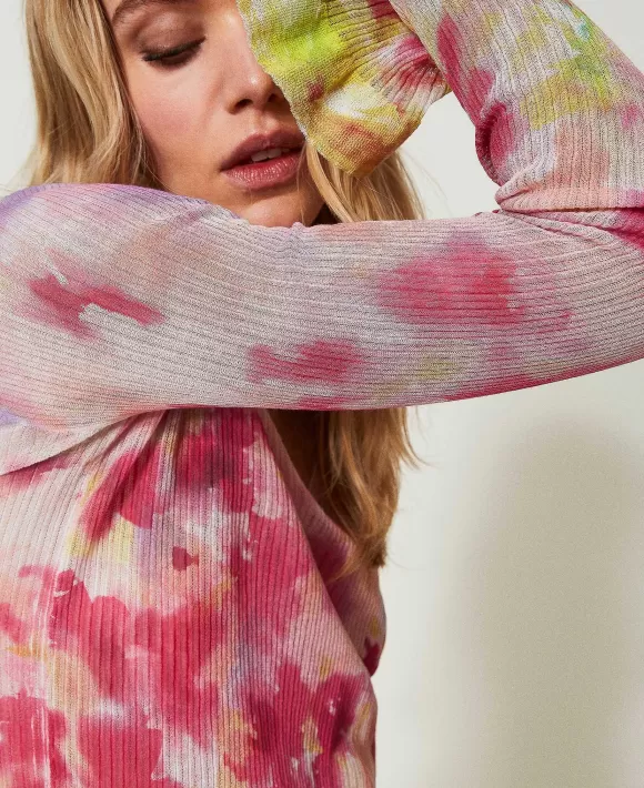 TWINSET Milano Maglia Fitted Con Stampa Sfumata A Fiori Fantasia Clearance