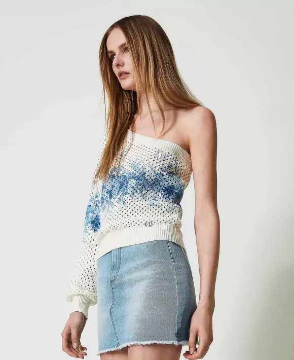 TWINSET Milano Maglia Monospalla A Rete Con Stampa A Fiori Fantasia Outlet