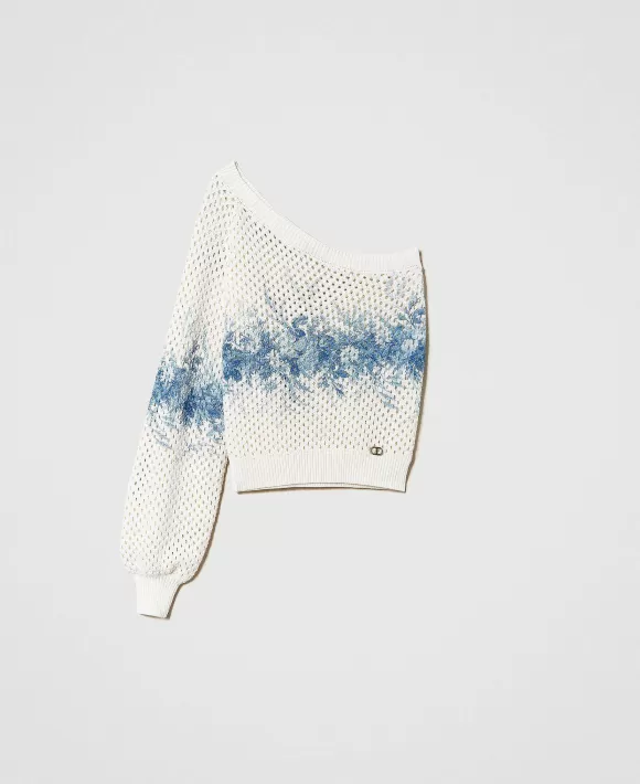 TWINSET Milano Maglia Monospalla A Rete Con Stampa A Fiori Fantasia Outlet