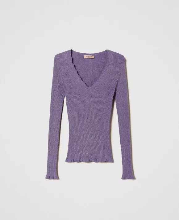 TWINSET Milano Maglia Seamless A Costine Viola Online