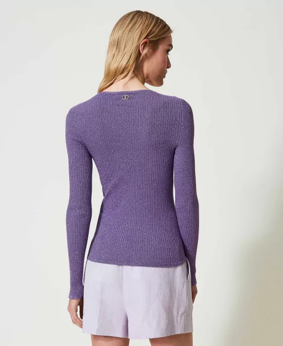 TWINSET Milano Maglia Seamless A Costine Viola Online