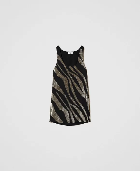 TWINSET Milano Maxi Canotta Con Ricamo Animalier Nero Best Sale