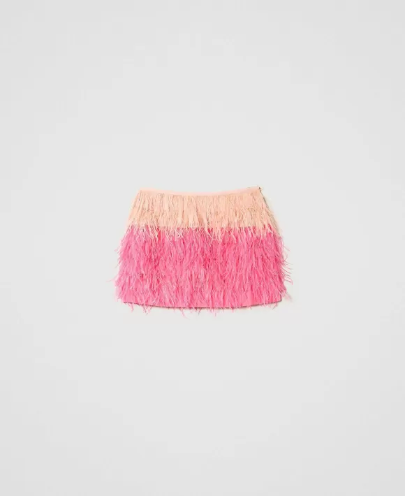 TWINSET Milano Minigonna Myfo In Cr Pe De Chine Con Piume Rosa Online
