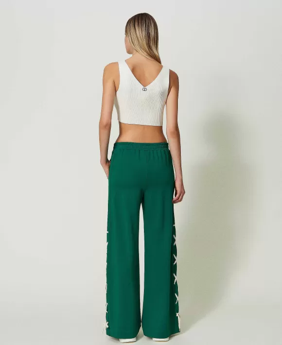 TWINSET Milano Pantaloni A Palazzo Con Spacchi Verde Online