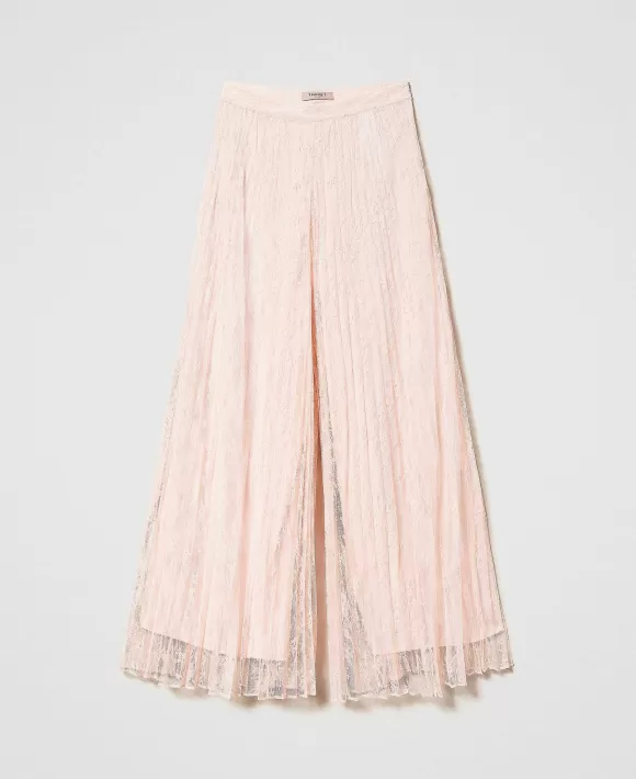 TWINSET Milano Pantaloni A Palazzo In Pizzo Pliss Rosa Best Sale