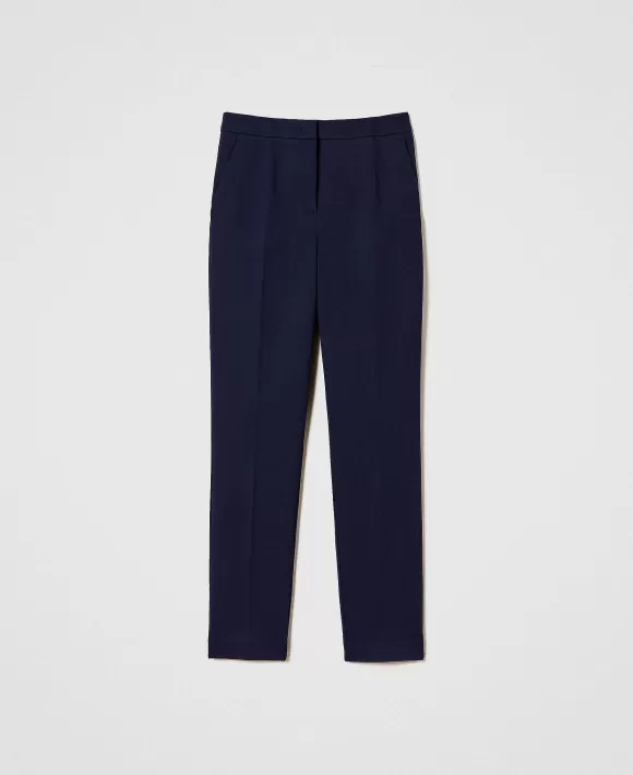 TWINSET Milano Pantaloni A Sigaretta Con Piega Stirata Blu Store