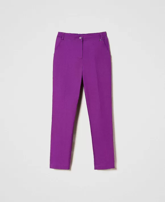 TWINSET Milano Pantaloni A Sigaretta In Popeline Viola Shop