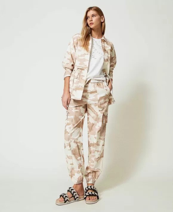 TWINSET Milano Pantaloni Cargo A Stampa Camouflage Beige Best