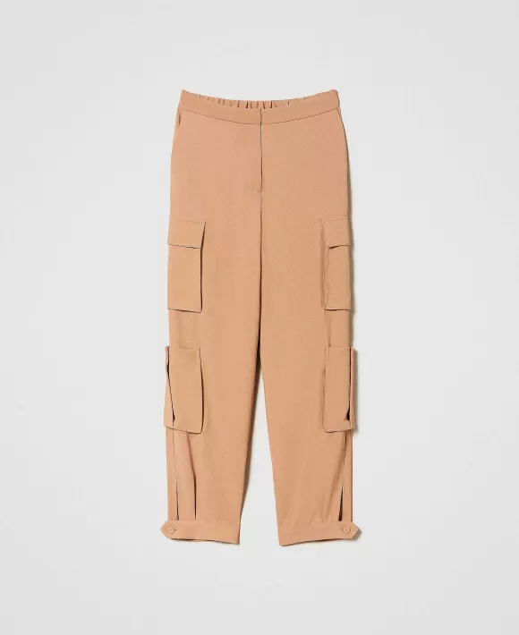 TWINSET Milano Pantaloni Cargo In Cr Pe Marrone Outlet