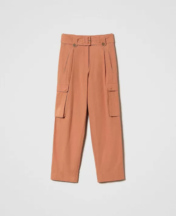 TWINSET Milano Pantaloni Cargo In Popeline Arancio Online