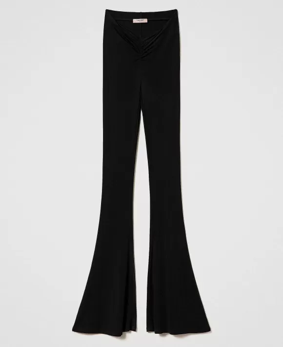 TWINSET Milano Pantaloni Flare Con Arricciatura Nero Hot