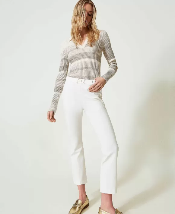 TWINSET Milano Pantaloni Flare Con Fibbia Oval T Bianco Fashion