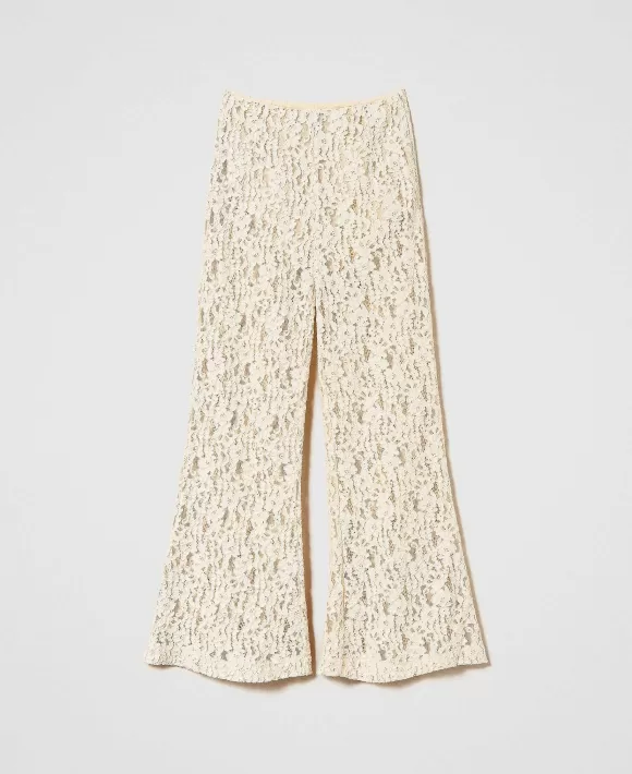 TWINSET Milano Pantaloni Flare In Pizzo Macram Bianco Flash Sale