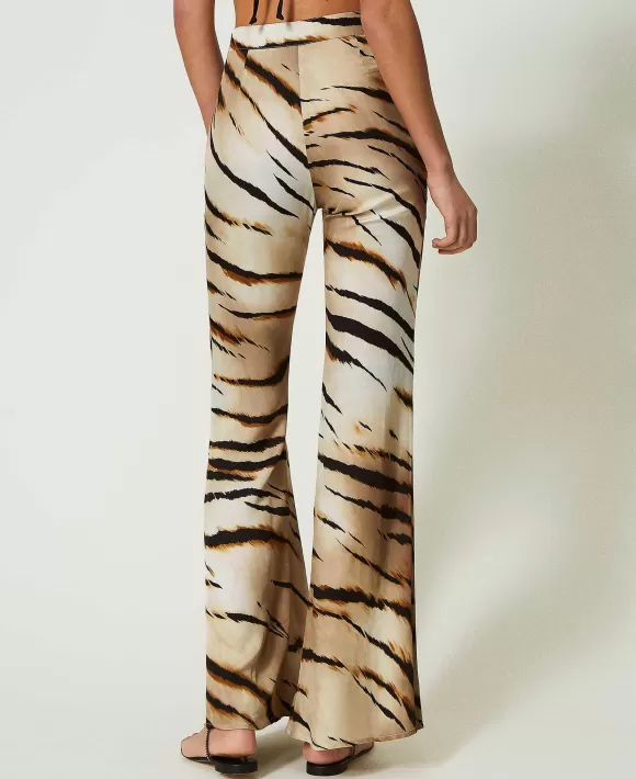 TWINSET Milano Pantaloni In Twill A Stampa Animalier Fantasia Best Sale