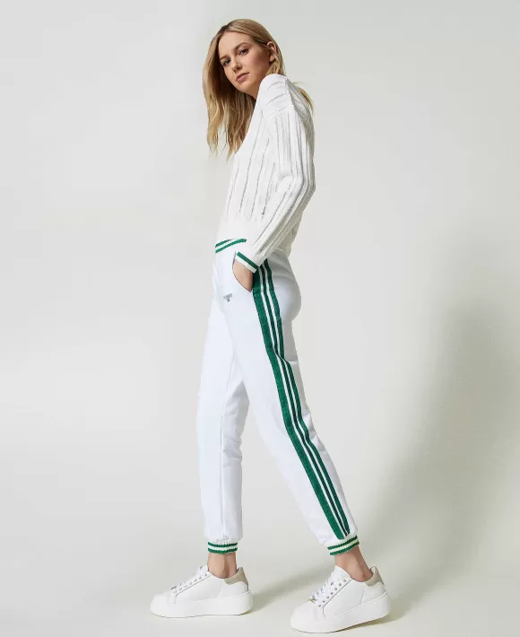 TWINSET Milano Pantaloni Joggers In Felpa Con Righe Bianco Best