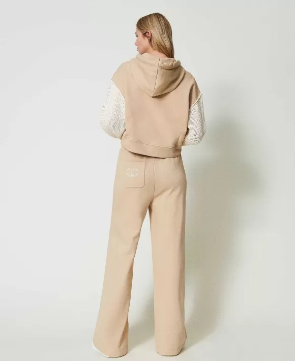 TWINSET Milano Pantaloni Wide Leg In Felpa Beige Fashion