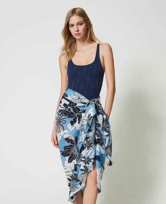 TWINSET Milano Pareo A Stampa Floreale Azzurro Flash Sale