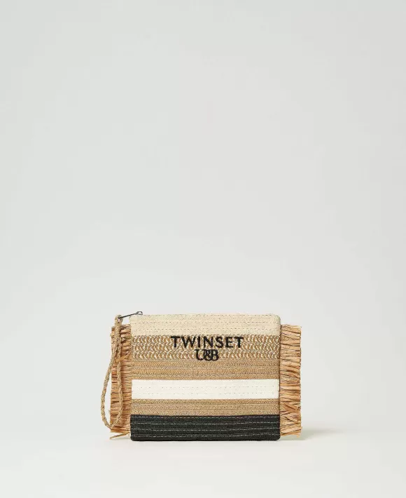 TWINSET Milano Pochette In Paglia Con Frange Marrone Shop