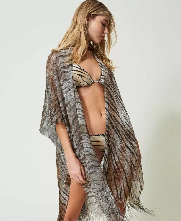 TWINSET Milano Poncho A Rete A Stampa Animalier Fantasia Shop