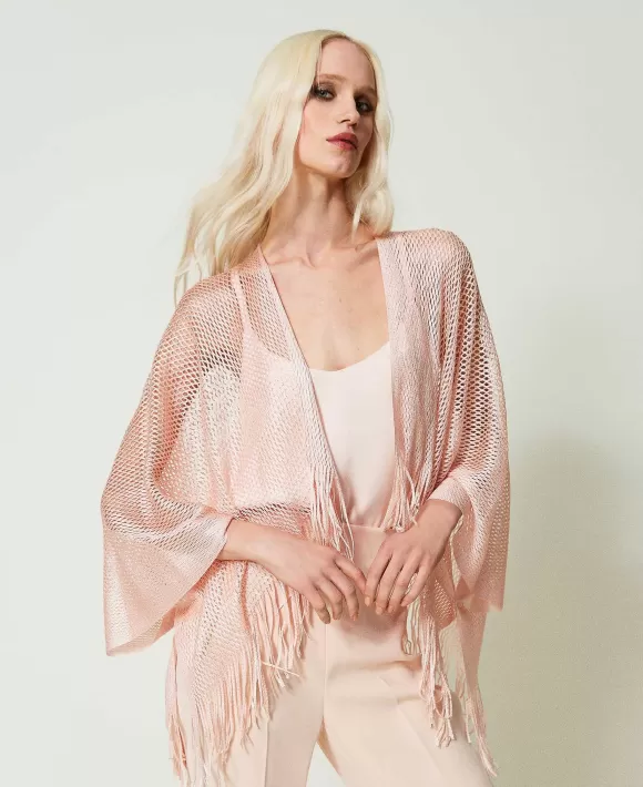 TWINSET Milano Poncho Coprispalle In Lurex Rosa Hot