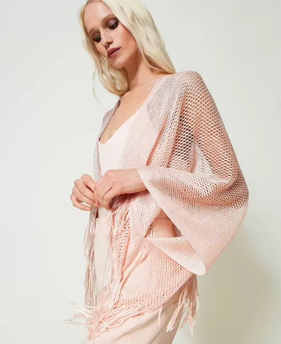 TWINSET Milano Poncho Coprispalle In Lurex Rosa Hot