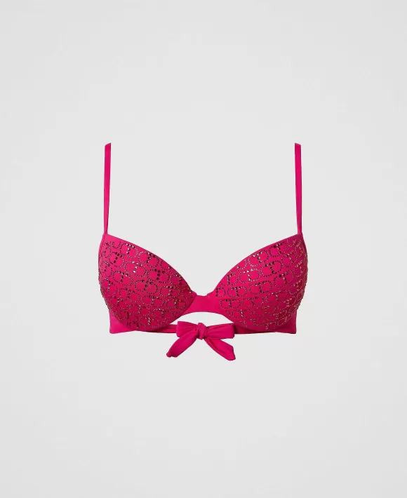 TWINSET Milano Push-Up Da Bagno Con Strass Oval T Fucsia Outlet