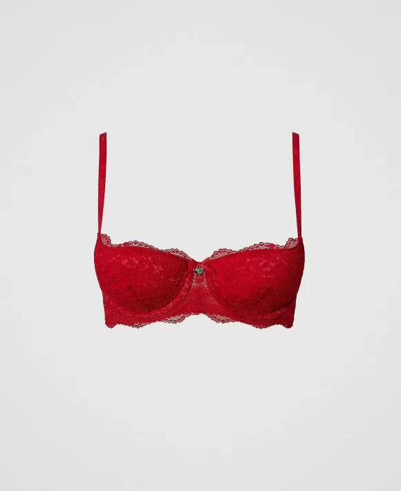 TWINSET Milano Reggiseno A Balconcino In Pizzo Rosso Hot