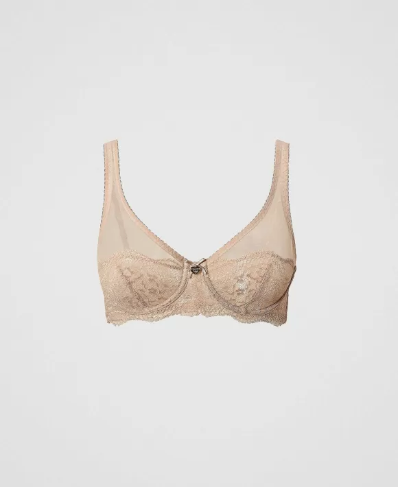 TWINSET Milano Reggiseno Con Ferretto In Pizzo E Tulle Beige Discount