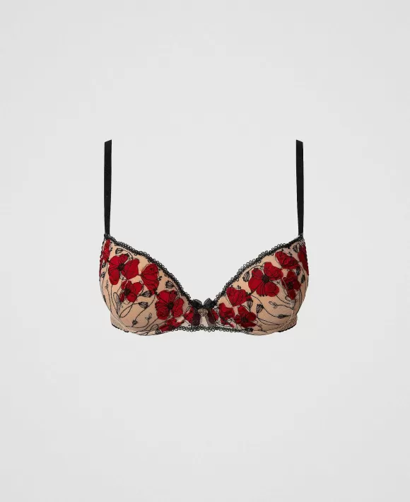 TWINSET Milano Reggiseno Push-Up Con Ricamo Floreale Rosso Sale