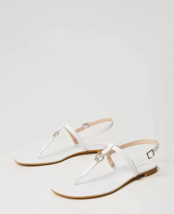 TWINSET Milano Sandali Flat Infradito Con Oval T Bianco Outlet