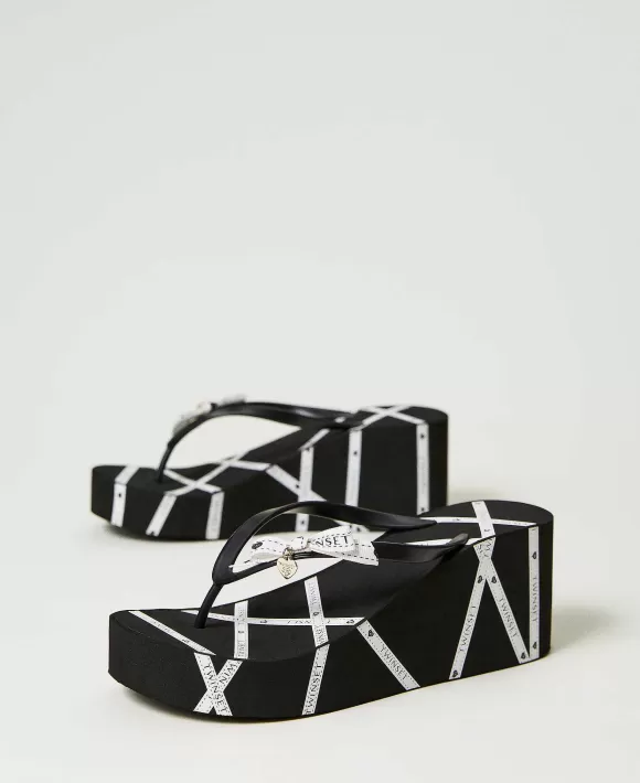 TWINSET Milano Sandali Platform Con Infradito Nero Hot