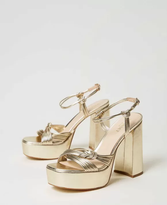 TWINSET Milano Sandali Platform Laminati Oro Online