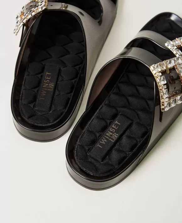 TWINSET Milano Sandali Slide Con Fibbia Gioiello Nero Store