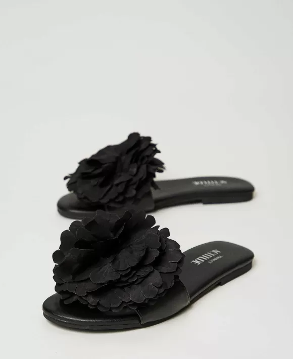 TWINSET Milano Sandali Slide Con Fiore Nero Shop