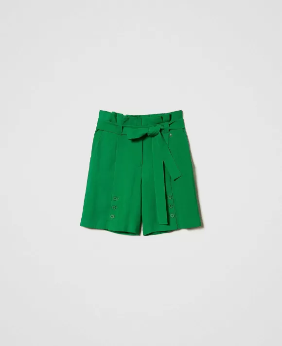 TWINSET Milano Shorts A Vita Alta Con Cintura Verde Shop