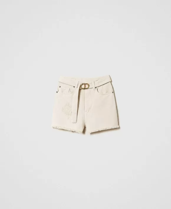 TWINSET Milano Shorts In Bull Con Cintura Oval T Beige Shop