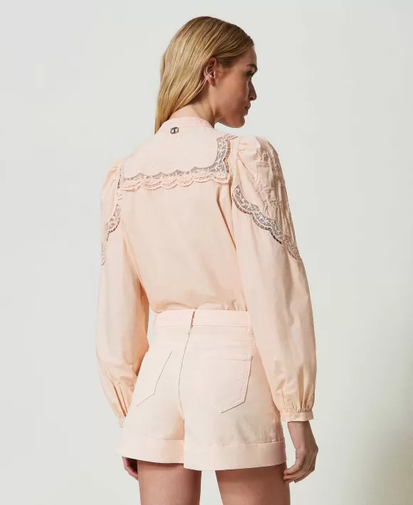 TWINSET Milano Shorts In Drill Con Bottoni D Cor Rosa Online