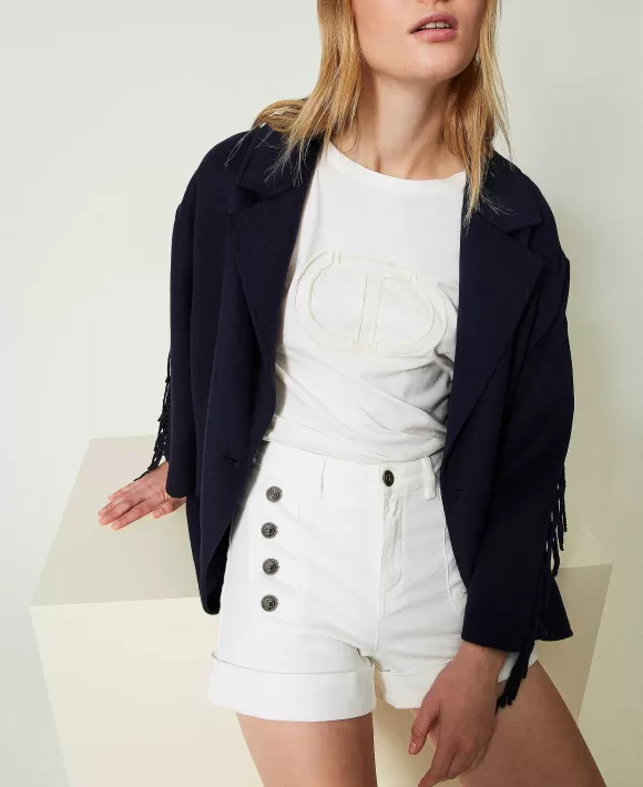 TWINSET Milano Shorts In Jeans Con Bottoni D Cor Bianco Flash Sale