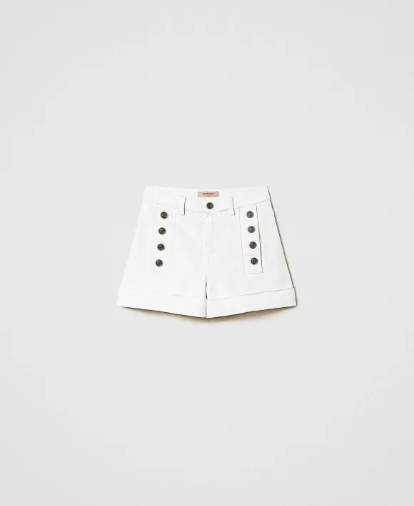 TWINSET Milano Shorts In Jeans Con Bottoni D Cor Bianco Flash Sale