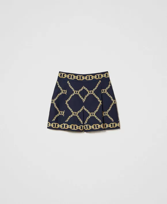 TWINSET Milano Shorts In Popeline Con Stampa Catene Nero Best
