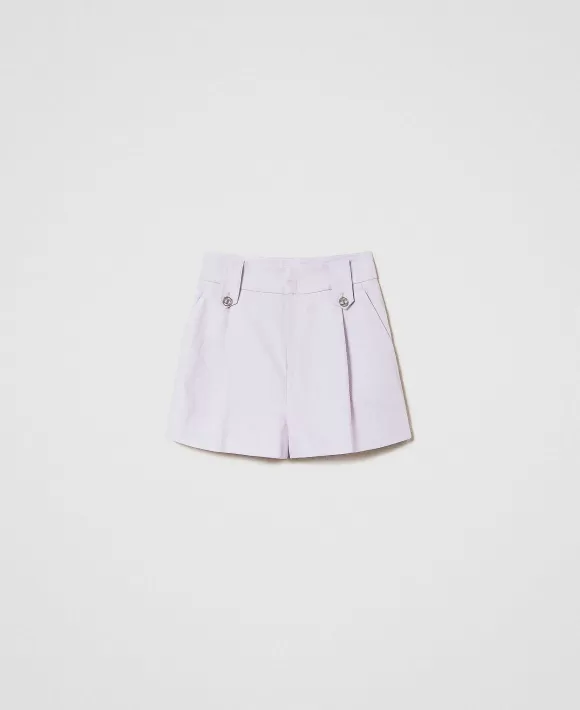 TWINSET Milano Shorts In Saia Di Lino Viola New