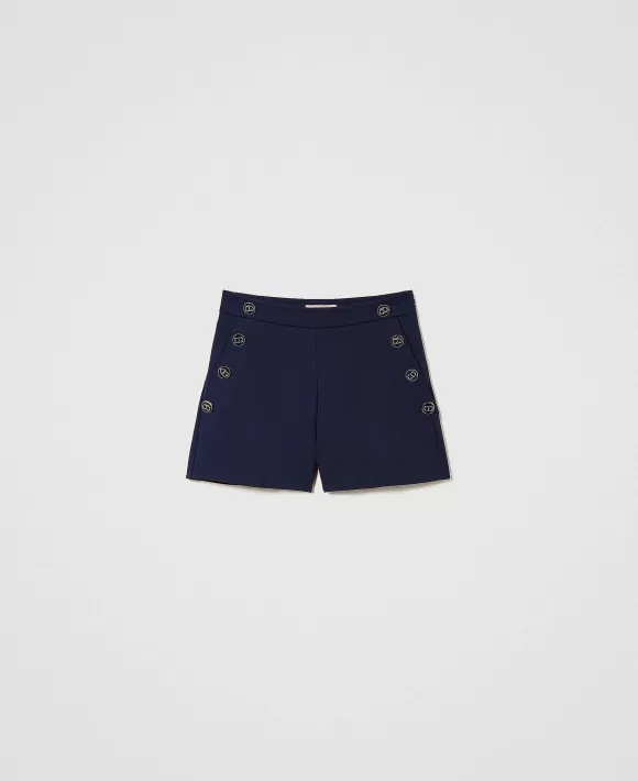 TWINSET Milano Shorts Slim Con Bottoni Oval T Blu Flash Sale