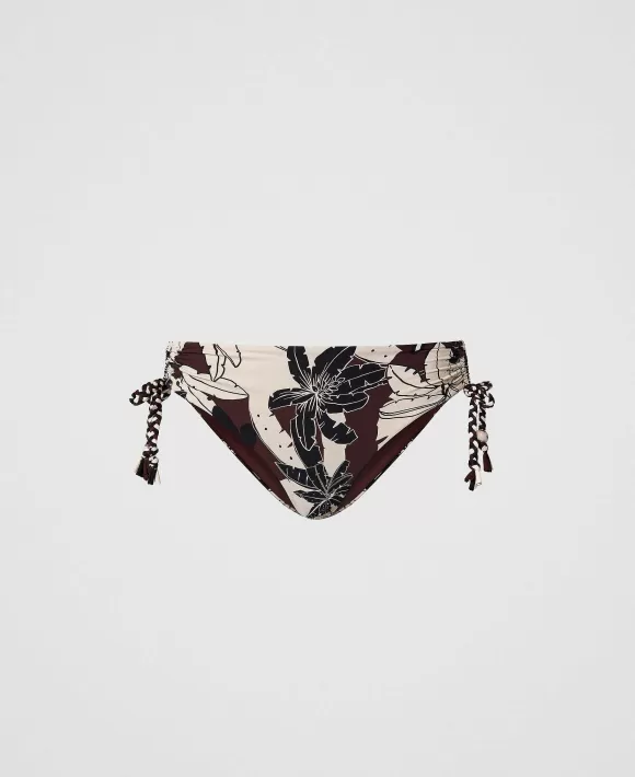 TWINSET Milano Slip Da Bagno A Fiori Con Coulisse Marrone Best Sale